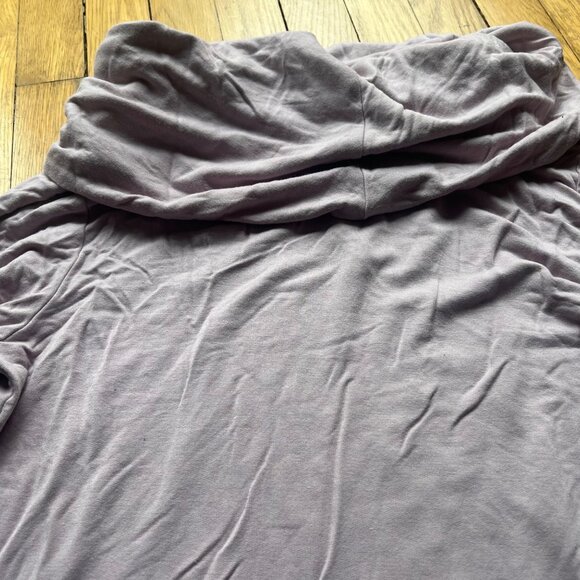 Soft Surroundings Size M Taupe Drawstring Cowl Funnel Neck Long Sleeve Shirt Top - Picture 8 of 12